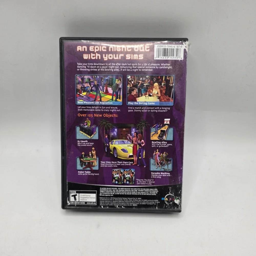 EA Games The Sims 2 Nightlife PC Expansion Pack Purple Dating Simulation 2005 CD